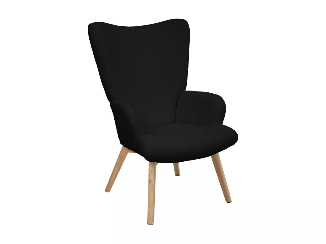 SVITA OLAV fauteuil à oreilles chaise de relaxation accoudoir dossier haut moderne marron clair