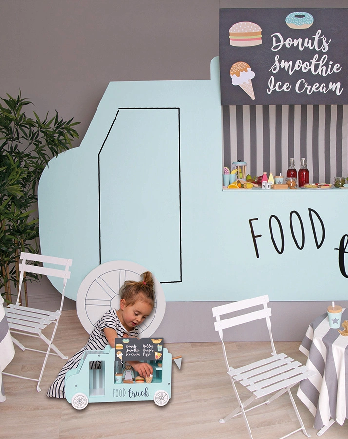 Holz-Spielzeug FOOD TRUCK mit Fast Food in bunt