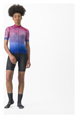 Maillot Manches Courtes Femme Castelli Marmo Multicolor Rose/Bleu
