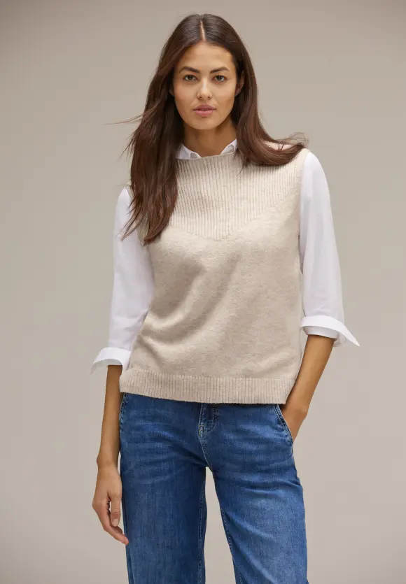 Ärmelloser Pullunder - whisper cream melange