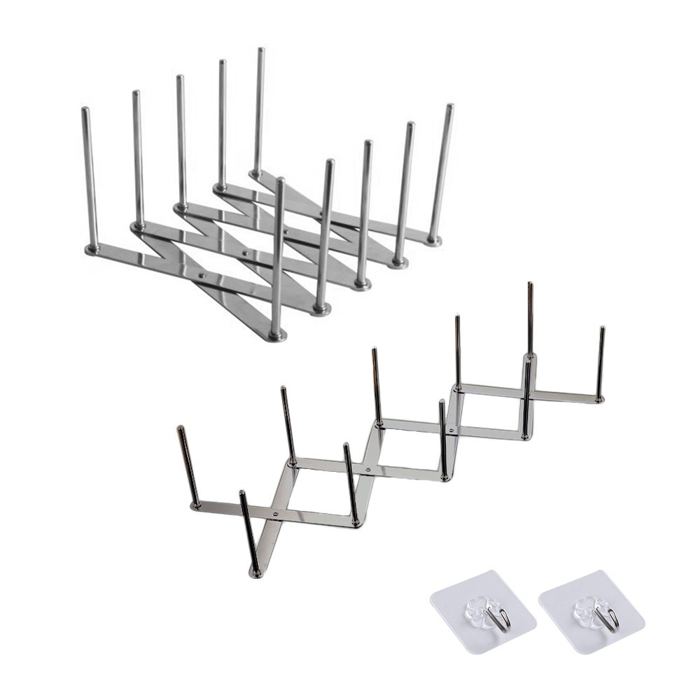 (2er Set) Edelstahl Geschirrständer Abtropfgestell Spare Ribs Rippchen Halter Wandhalterung