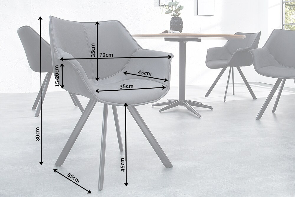 riess-ambiente Stuhl THE DUTCH RETRO - antik braun mit Armlehne Metallbeine Microfaser pflegeleicht