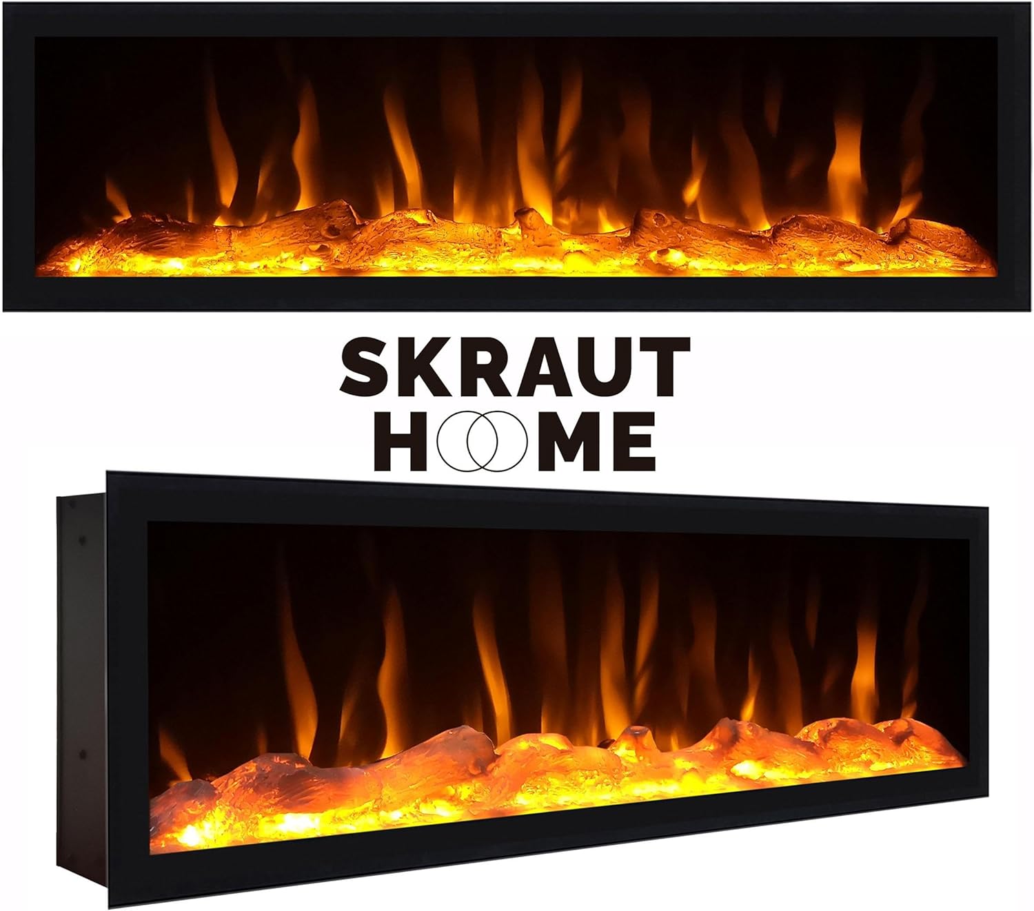 Skraut Home | Bücherregal Bibliothek | Bookshelf, Bookcase | 170x186x25cm | Wohnzimmer, Esszimmer, Büro | Elektrokamin. Maße | Moderner Stil | Eiche Schwarz