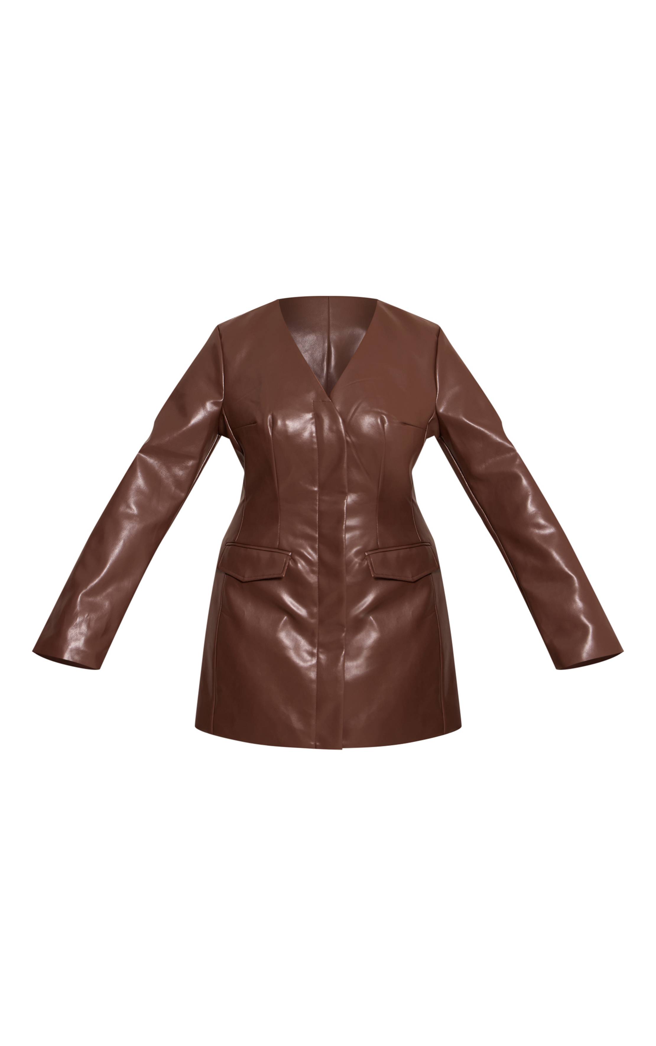 Chocolat Robe Blazer Mini En Synthétiquecuir Shape