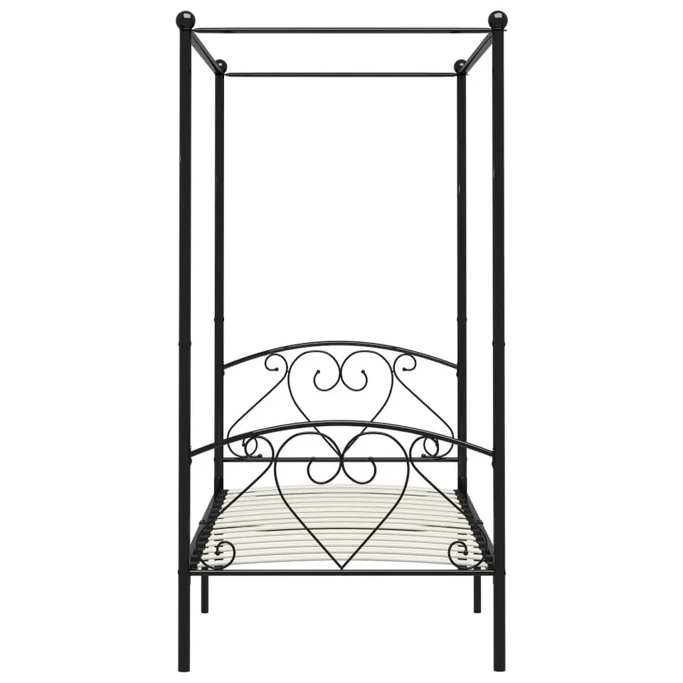 vidaXL - Hemelbed met hoofdbord - Zwart - Metaal - 90x200 cm