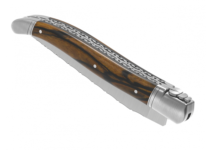 Couteau Laguiole prestige avec un manche en bois d'ébène royal et mitres en acier inoxydable