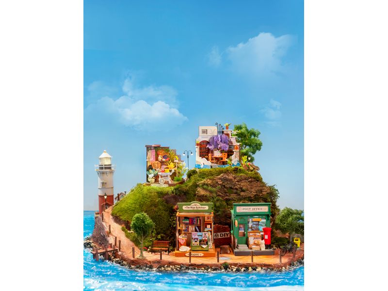 RoboTime Bausatz Meer Restaurant Ferien 3D-Puzzle aus lasergeschnittenen Holzteilen
