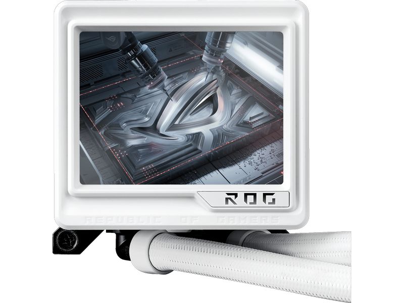 ASUS ROG ROG Ryujin III RGB Extreme, Weiss All-in-One-Flüssig-CPU-Kühler mit 3.5 Zoll LCD Bildschirm und ARGB-Lüfter