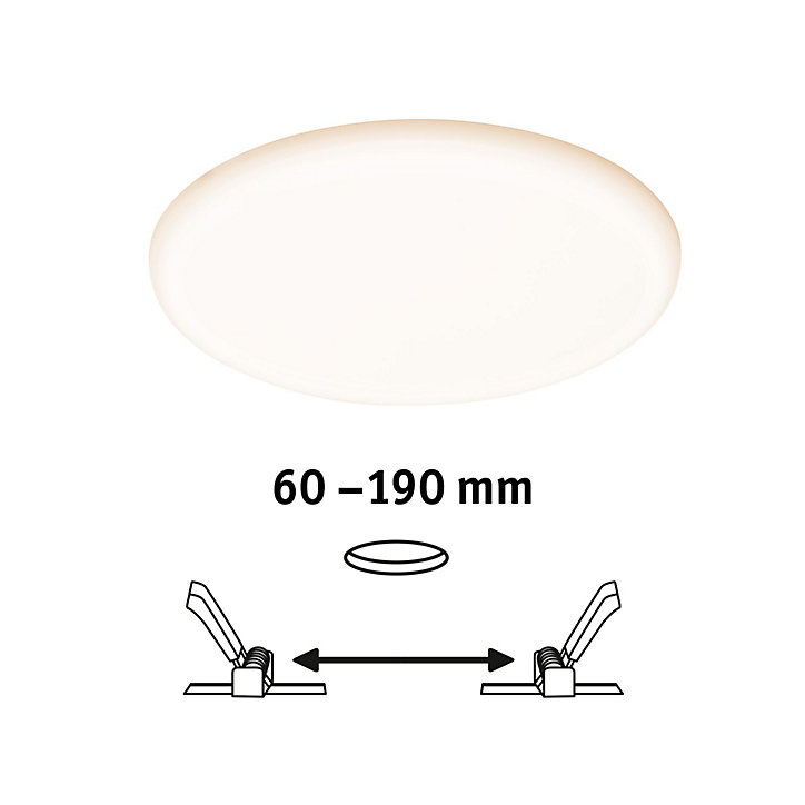Panneau LED à encastrer Varifit Veluna 1900lm 17w IP44 ⌀21,5 cm blanc froid et blanc chaud Paulmann transparent