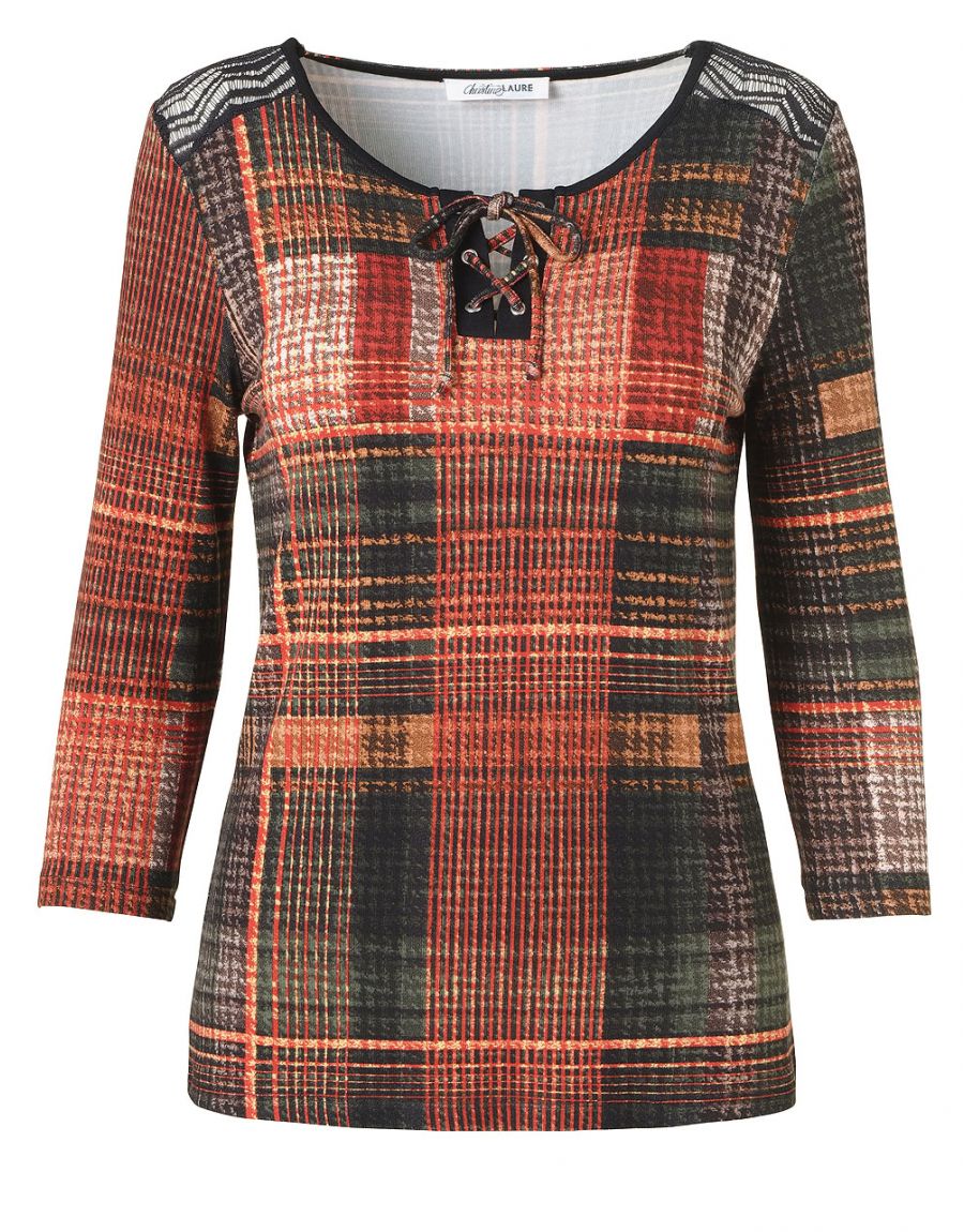 T-shirt orange carreaux