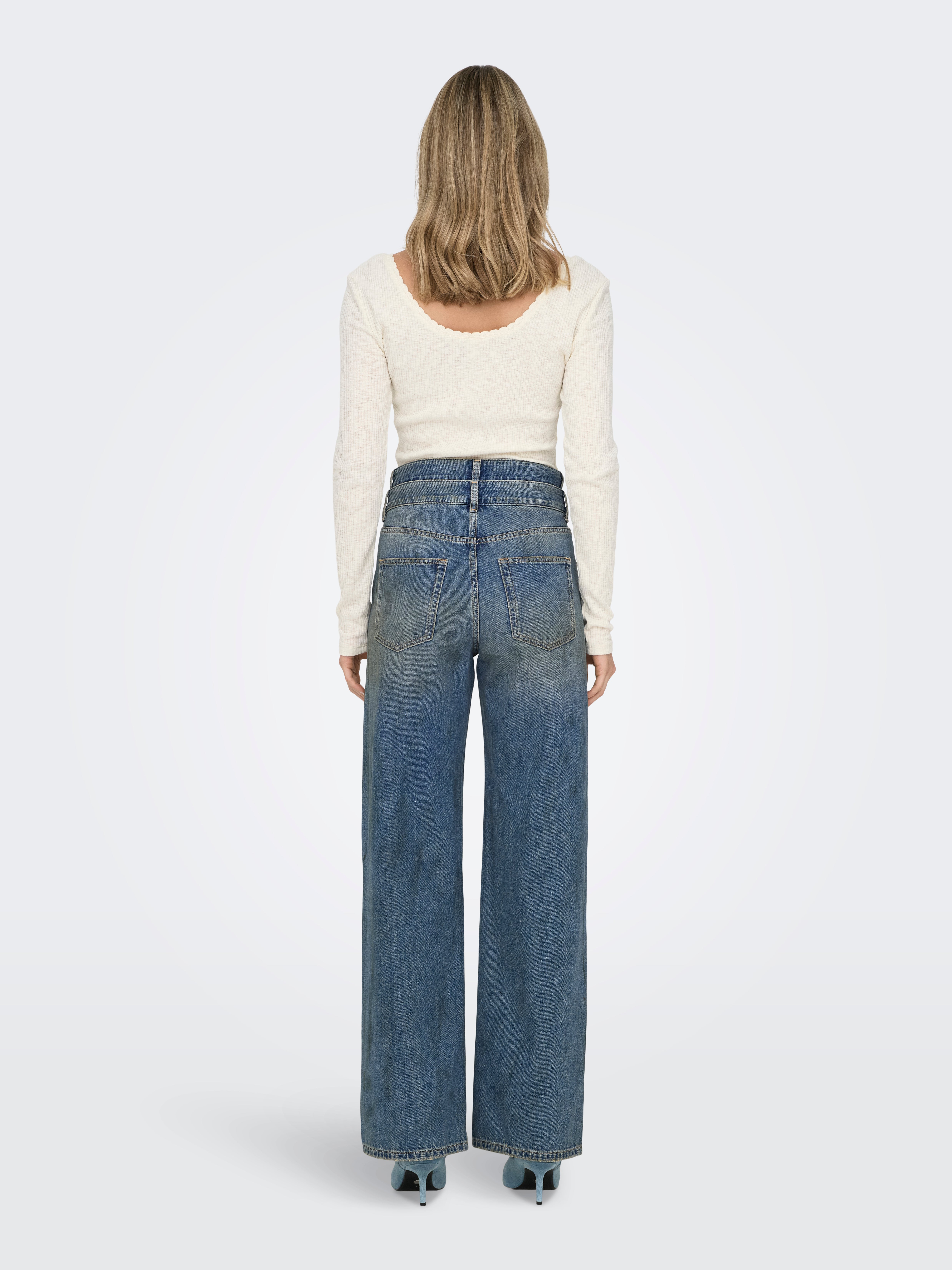 ONLESME-HOPE Super-High Waist Weiter Beinschnitt Jeans Medium Blue Denim