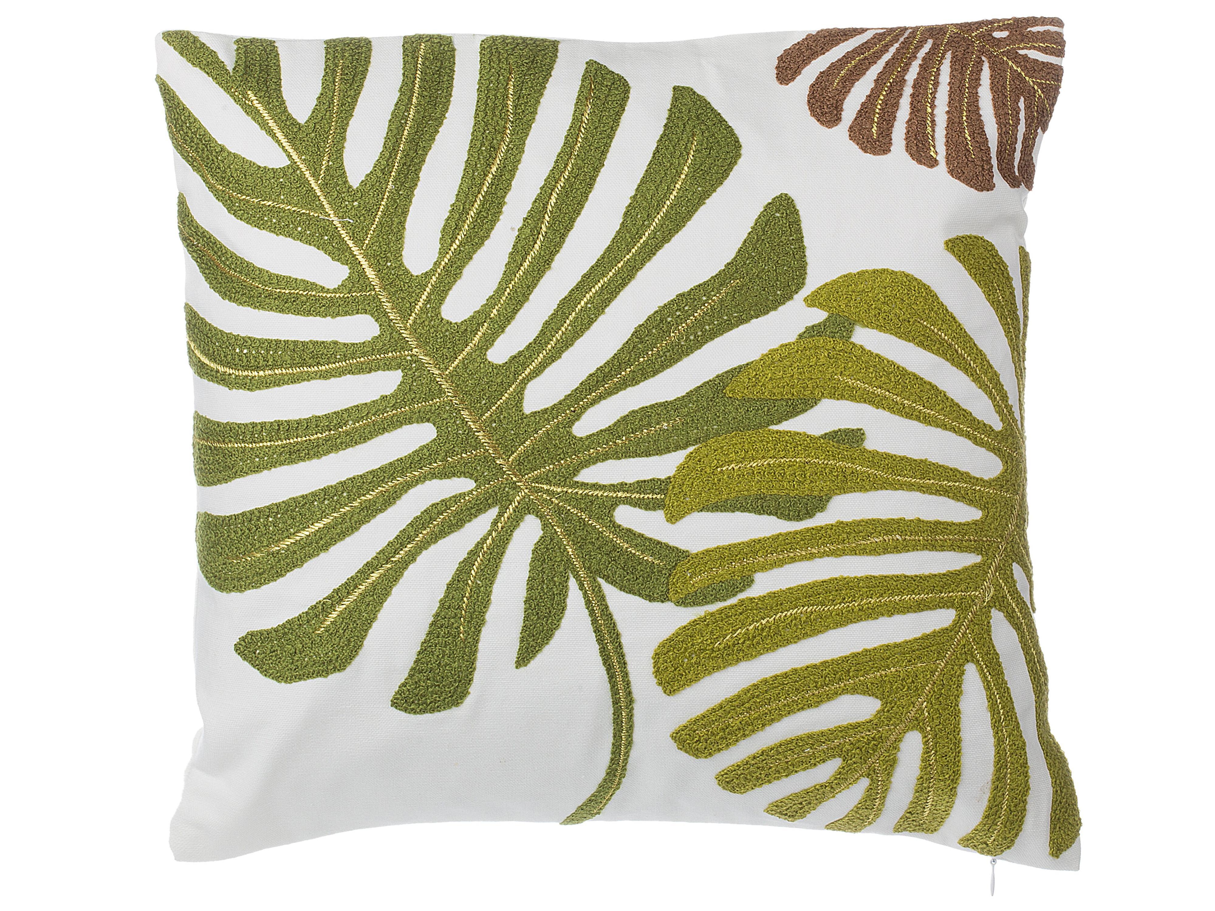 Set van 2 sierkussens ZENOBIA Katoen 45 x 45 cm Donkergroen bladpatroon