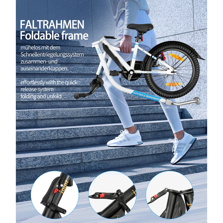 PROMETHEUS BICYCLES® Tandem Fahrradanhänger 18 Zoll weiss