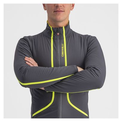Veste Manches Longues Castelli Flight Air Gris Foncé/Jaune Fluo