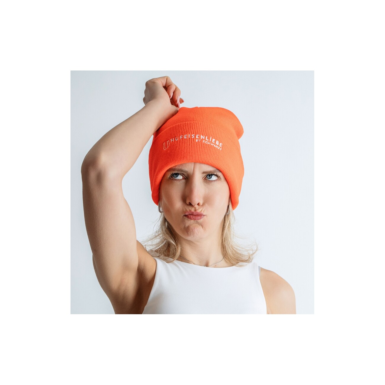 Hufeisenliebe Beanie Mütze rosa