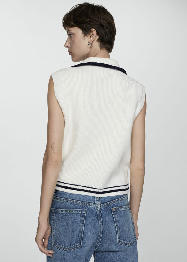 MANGO Knitted gilet with zip Light beige