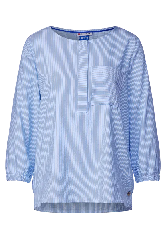 3/4 Seersucker Bluse - warm light blue