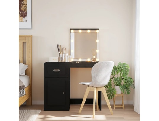 VIDAXL - Coiffeuse avec lumières led noir 90x42x132,5cm