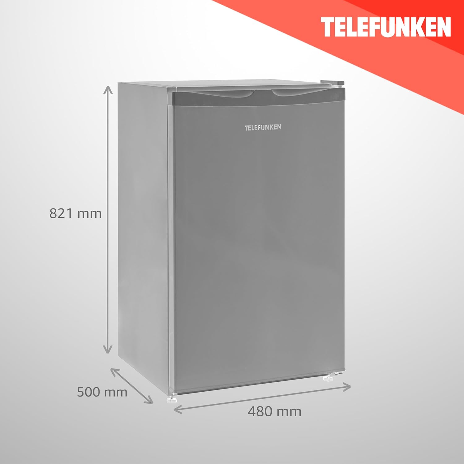TELEFUNKEN Kühlschrank ohne Gefrierfach, Freistehend, 90 L Gesamt-Nutzinhalt, Kühlschrank klein mit Gemüsefach & 3 Ablagen, Temperaturregelung, LED Innenbeleuchtung, CF-31-121-S silber