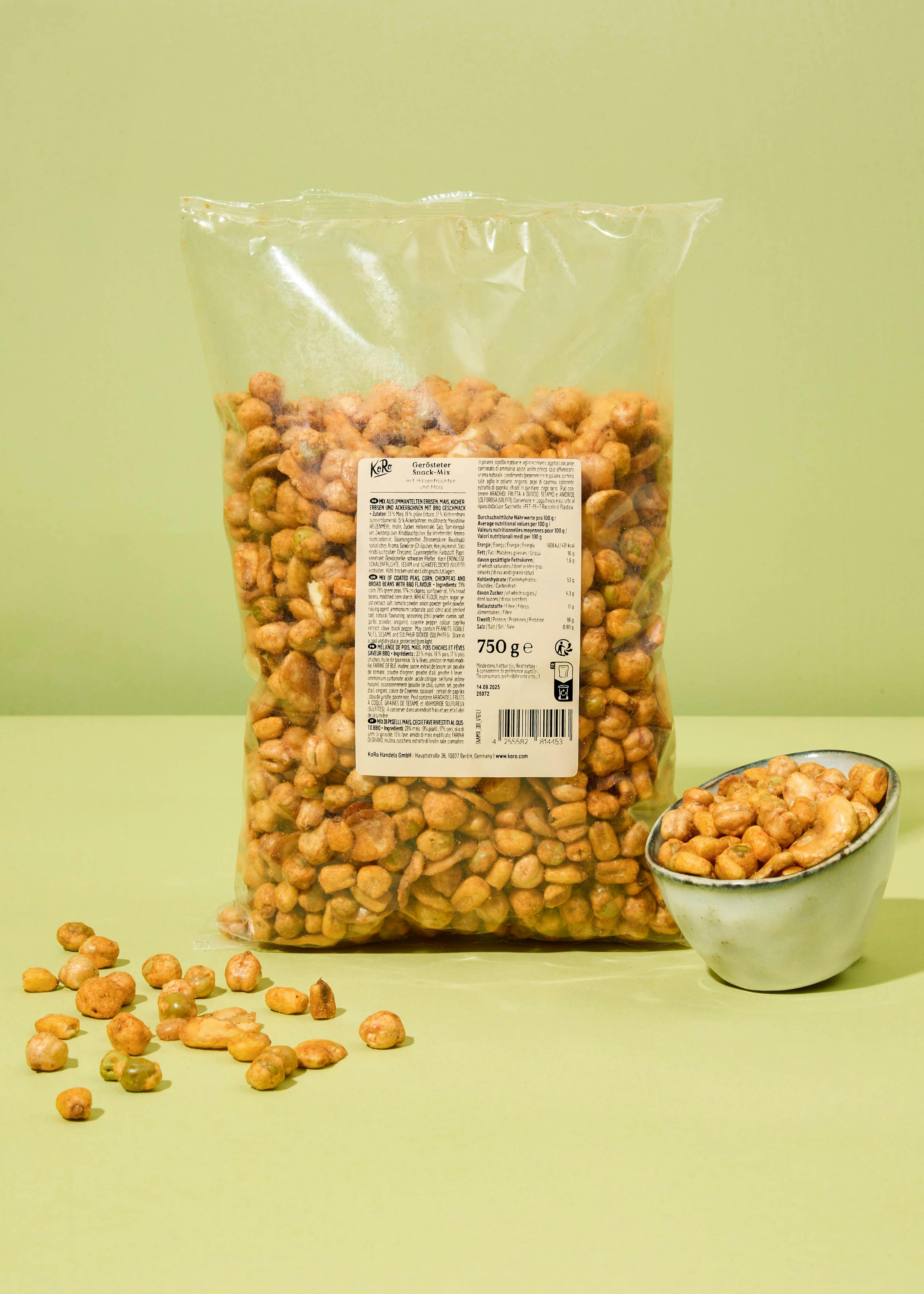 Gerösteter Hülsenfrüchte-Snack-Mix mit Mais 750 g