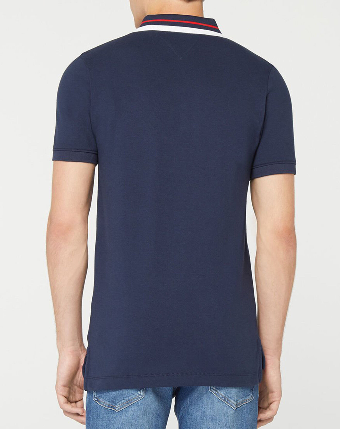 Tommy Jeans Polo Regular en Coton Bio Col Contrasté bleu marine