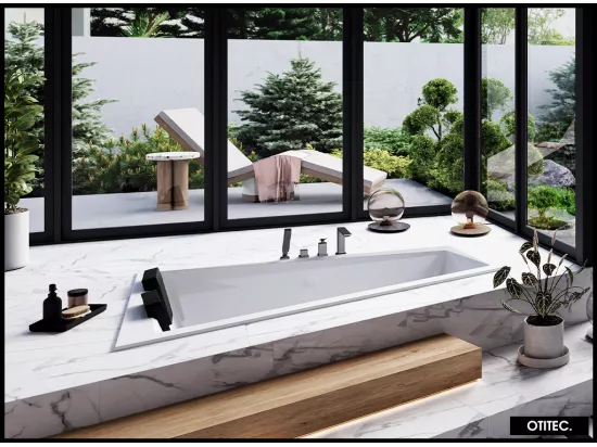 Baignoire Asymétrique à Encastrer - 170 x 125 cm - GAUCHE - INTIMA DUO SLIM - 2 REPOSE-TÊTES OFFERTS