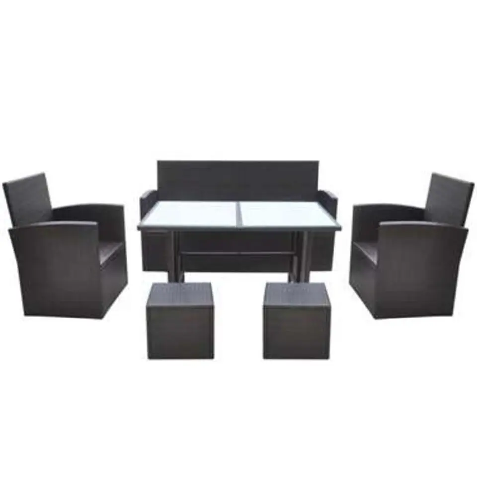 vidaXL - Tuintafel En Stoel - Bruin - Poly rattan