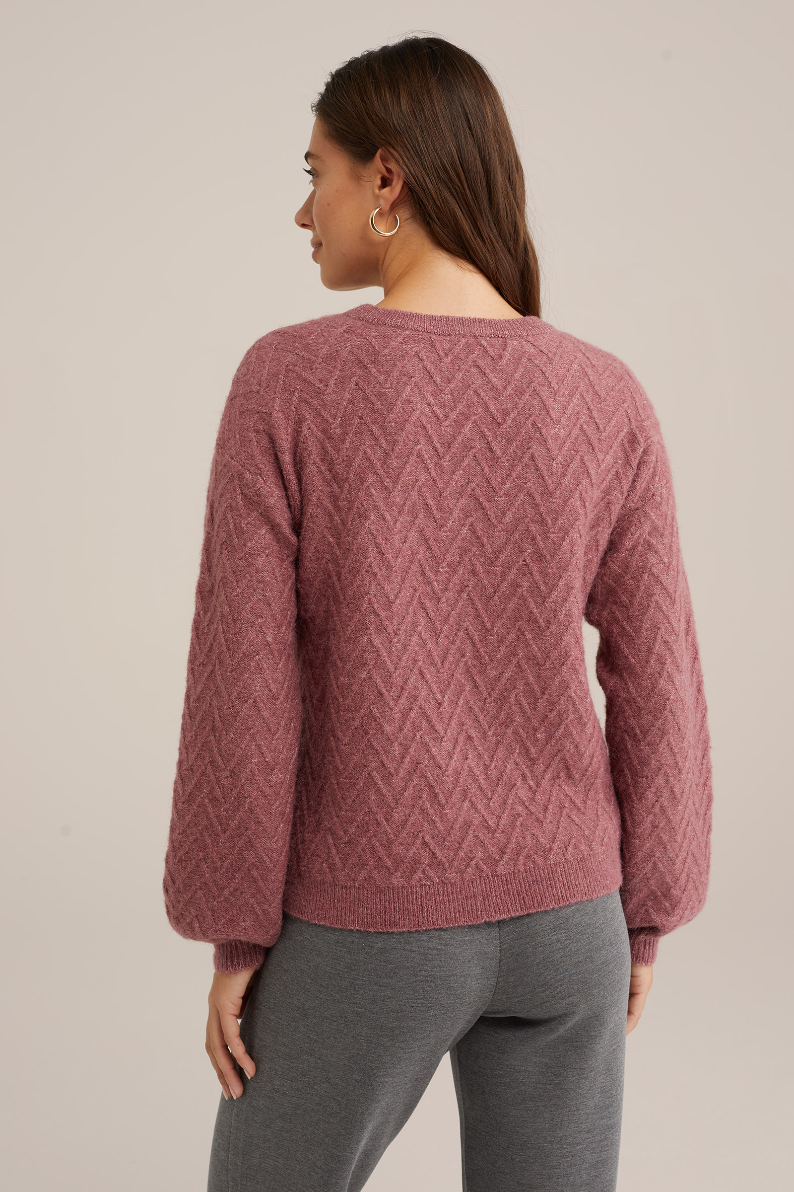 trui met structuur WE Fashion Koraalroze
