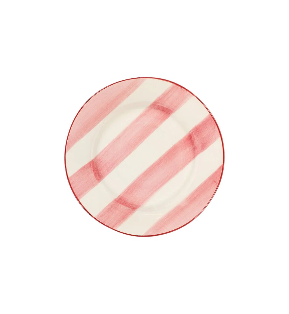 Anna + Nina  Striped Posy middagstallerken, Pink - Ø28,5 cm.