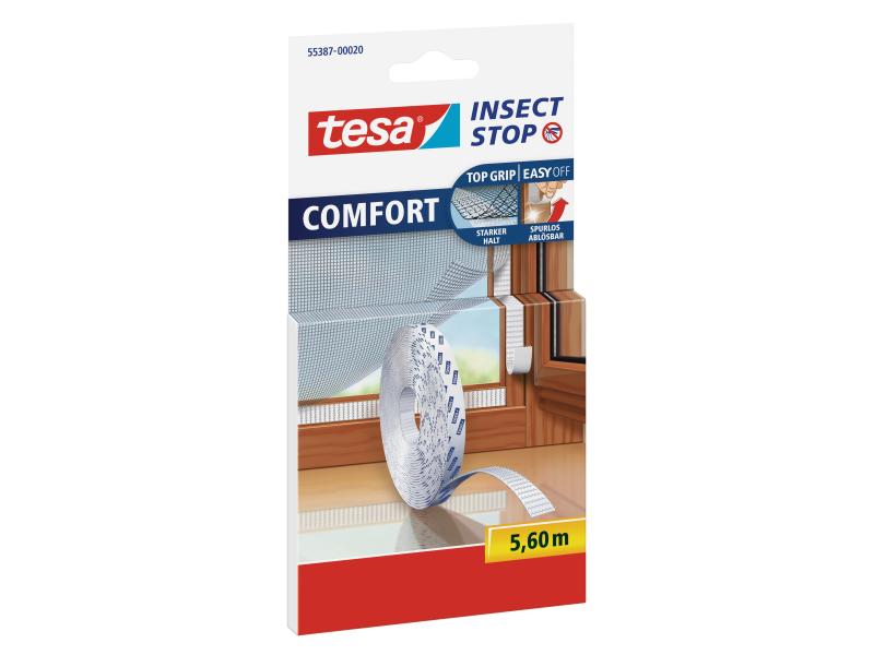 tesa Klettband Insect Stop Comfort Ersatz-Klettband für Insektenschutz, weiss