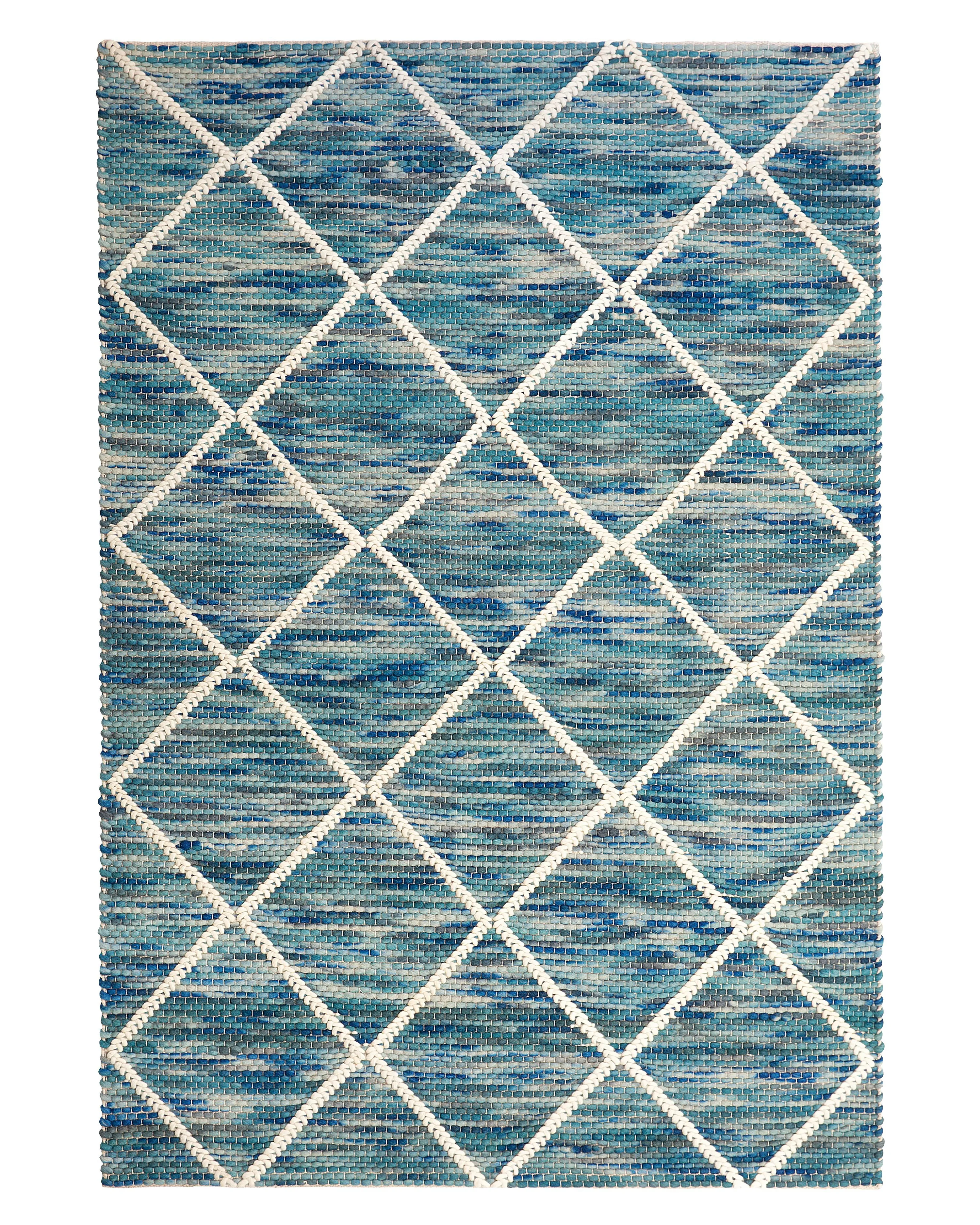 Vloerkleed BELENLI Blauw 140 x 200 cm Wol