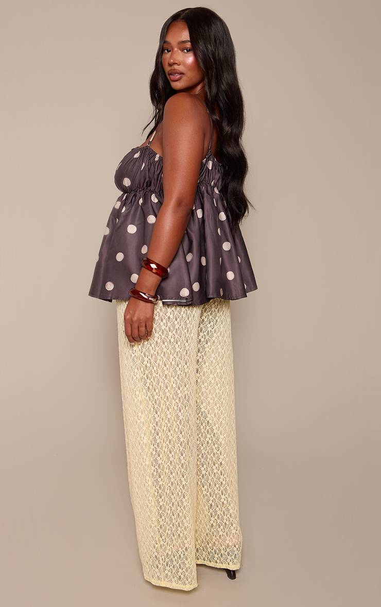 Moka Pantalon Large Texturé En Dentelle Citron Grande Taille