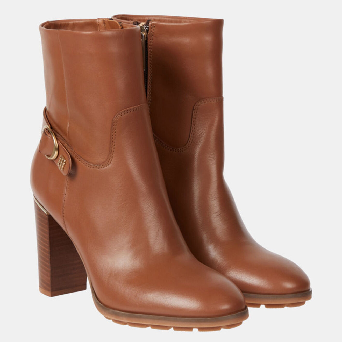 Tommy Hilfiger Bottines en Cuir à boucle marron - Talon 9,5 cm