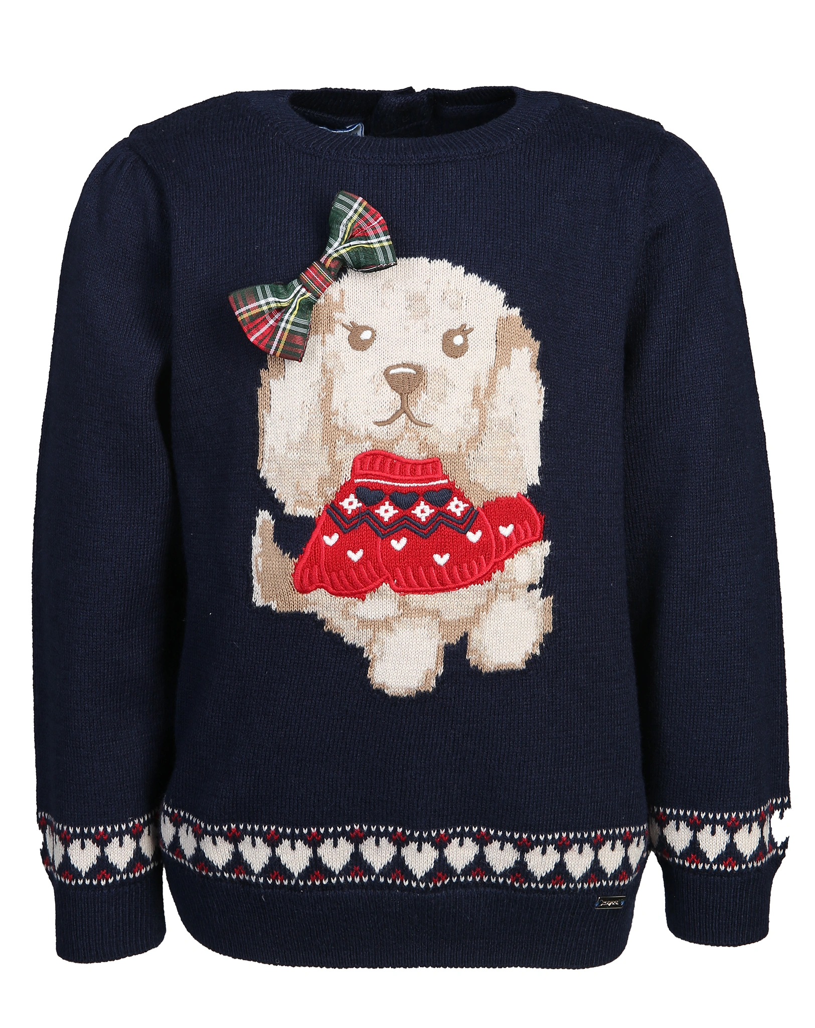 Strickpullover FESTIVE DOG in dark navy