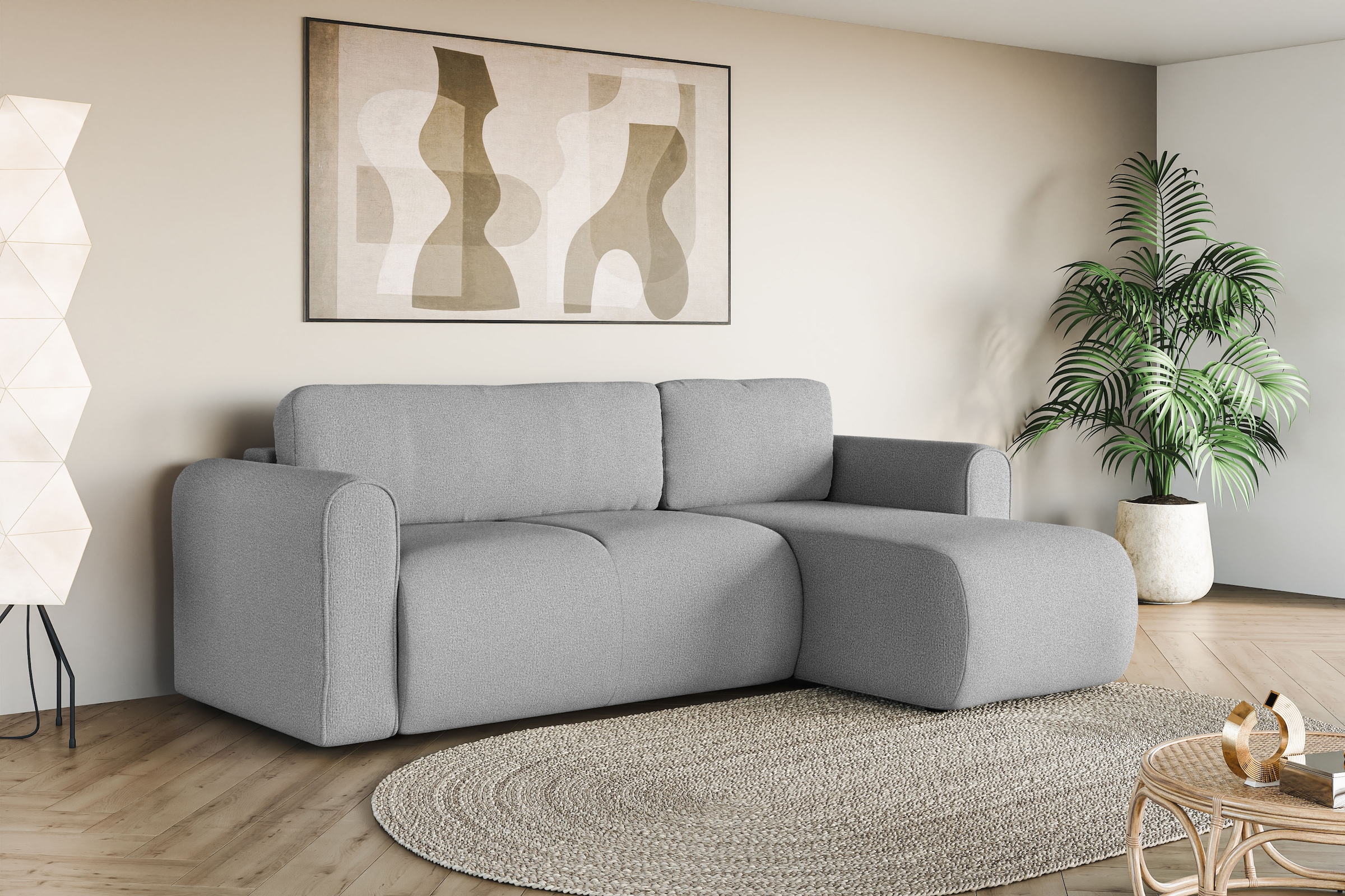 GOODproduct Ecksofa »Zacharia wahlweise Schlafsofa mit Bettkasten, B/T/H 250/166/86 cm« L-Form mit Wellenunterfederung, Recamiere beidseitig montierbar