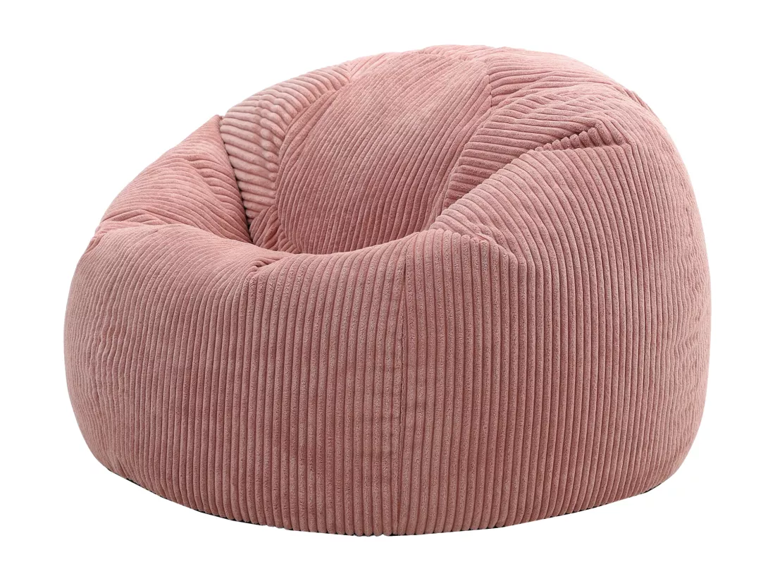 Pouf classique en velours côtelé, rose - KINGSTON