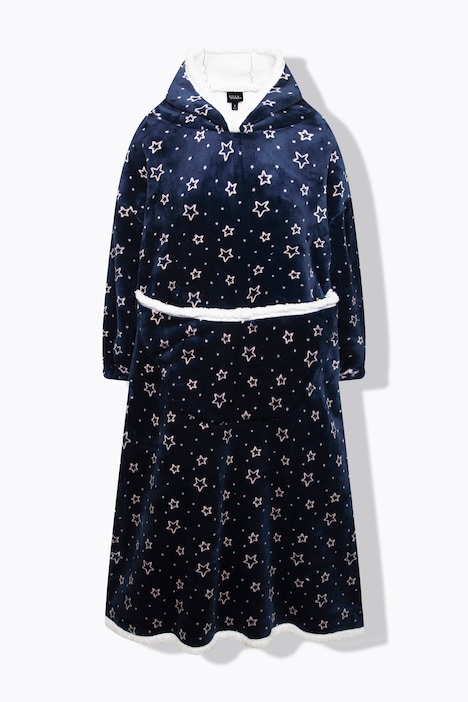 Loungewear-Poncho, Plüsch, Kapuze, Langarm, Tasche