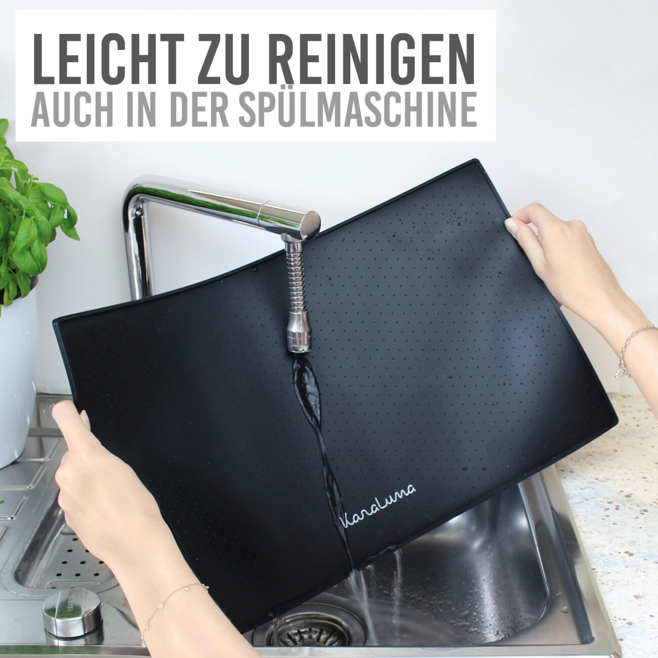 KaraLuna Napfunterlage aus Silikon 60x40 cm eckig schwarz