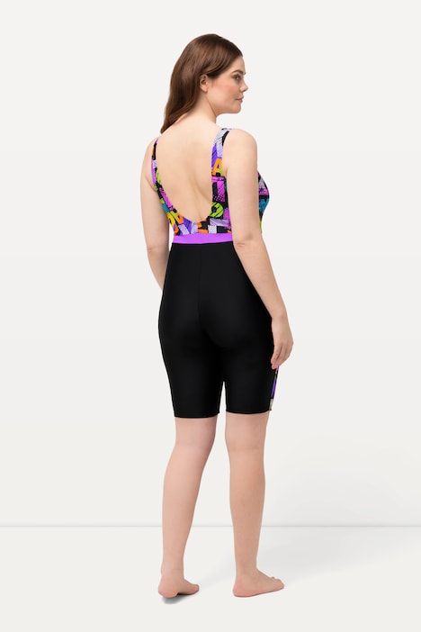 Badeanzug, langes Bein, Zipper, ohne Softcups, recycelt