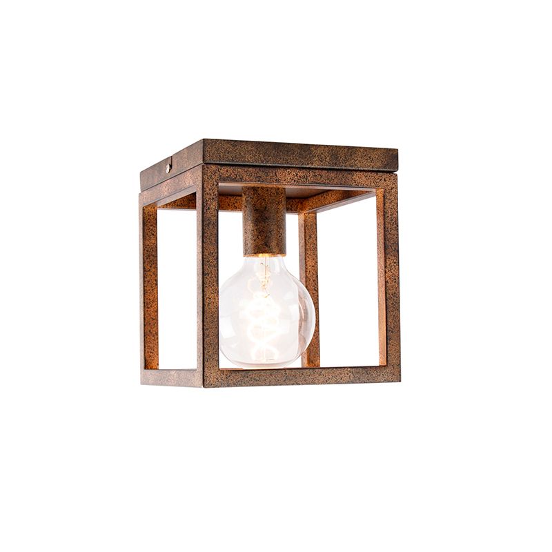 Industriële plafondlamp roestbruin - Cage