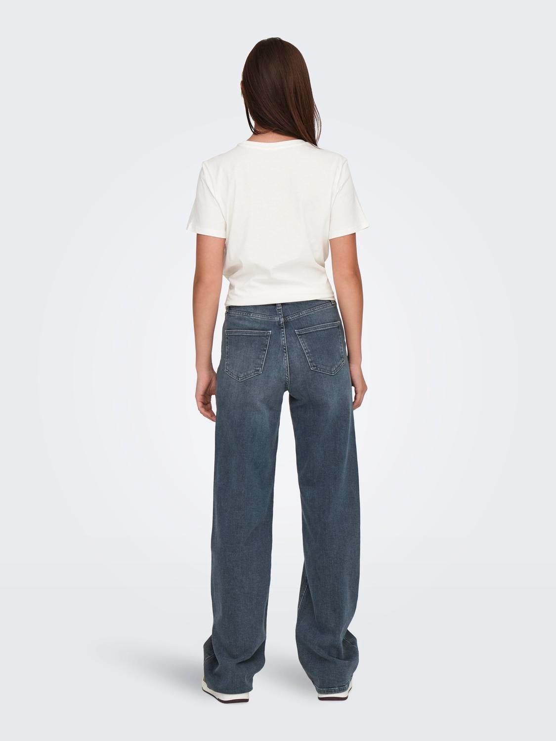 ONLJUICY Hohe Taille Weiter Beinschnitt Jeans Special Blue Grey Denim