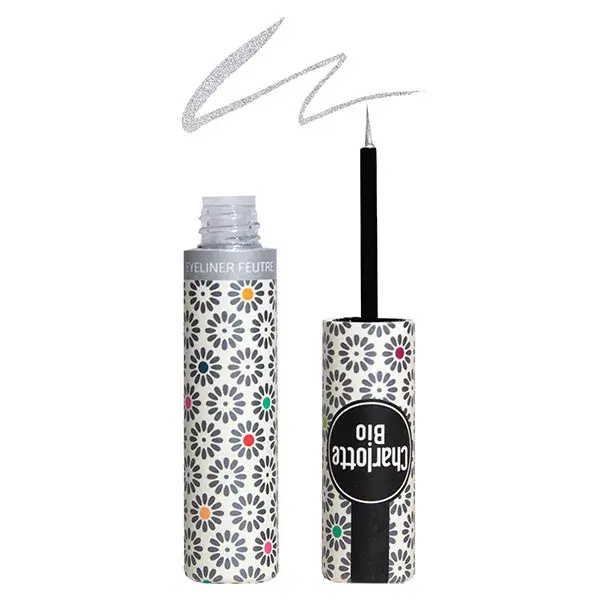 Delineador de olhos Charlotte Bio Les Yeux com ponta de feltro prateada orgânica 4ml