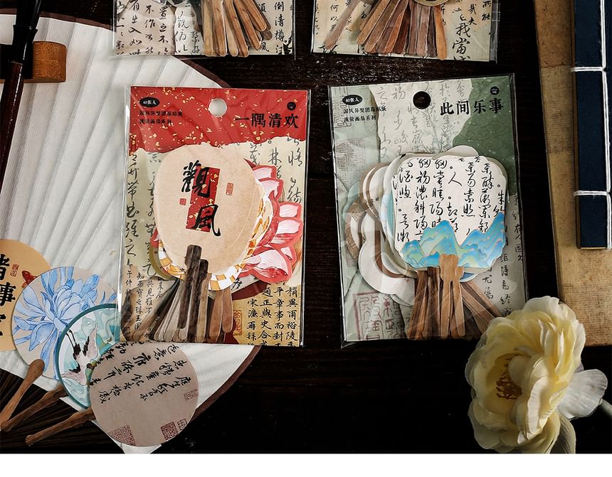 Chavipa - Sticker met Chinese karakters in de vorm van een handwaaier (verschillende ontwerpen)