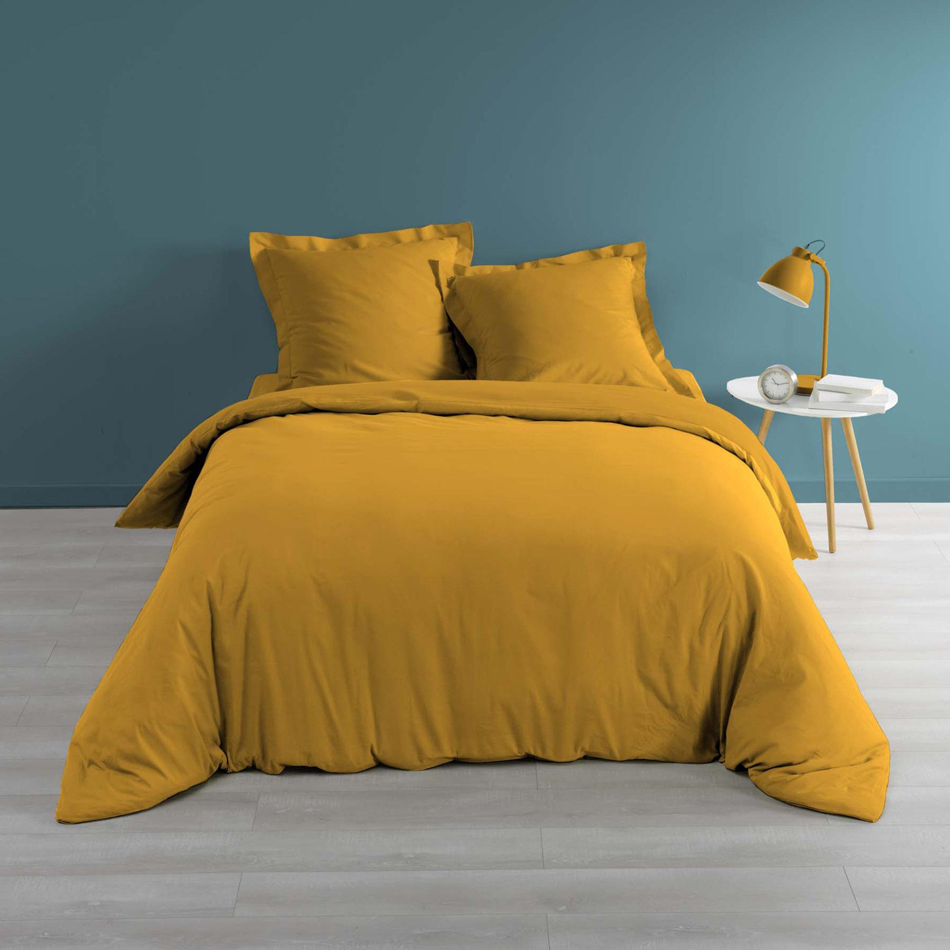 HOUSSE DE COUETTE 240X220CM PERCALE 78 FILS OCRE