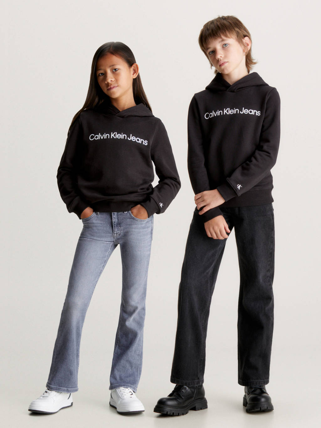 Calvin Klein hoodie Terry met logo zwart
