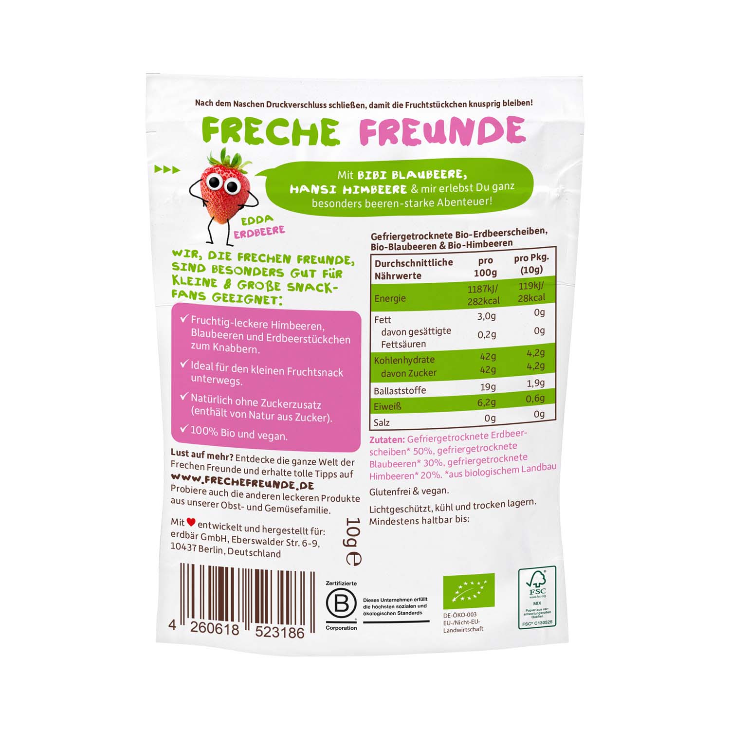 Freche Freunde Fruchtchips roter Beerenmix Btl 10 g
