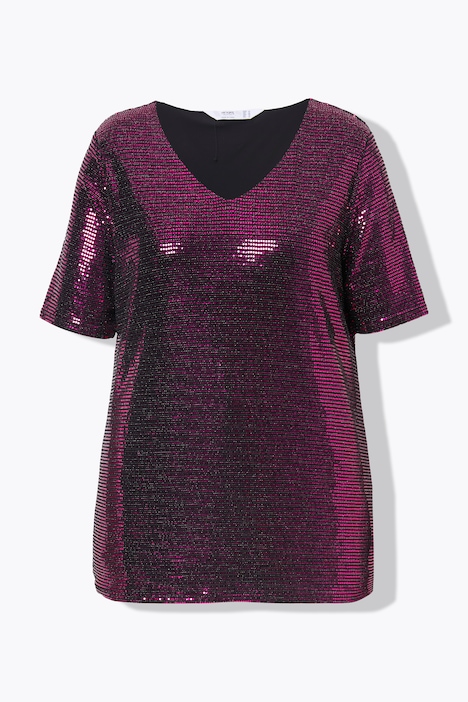T-Shirt, A-Linie, Paillettenoptik