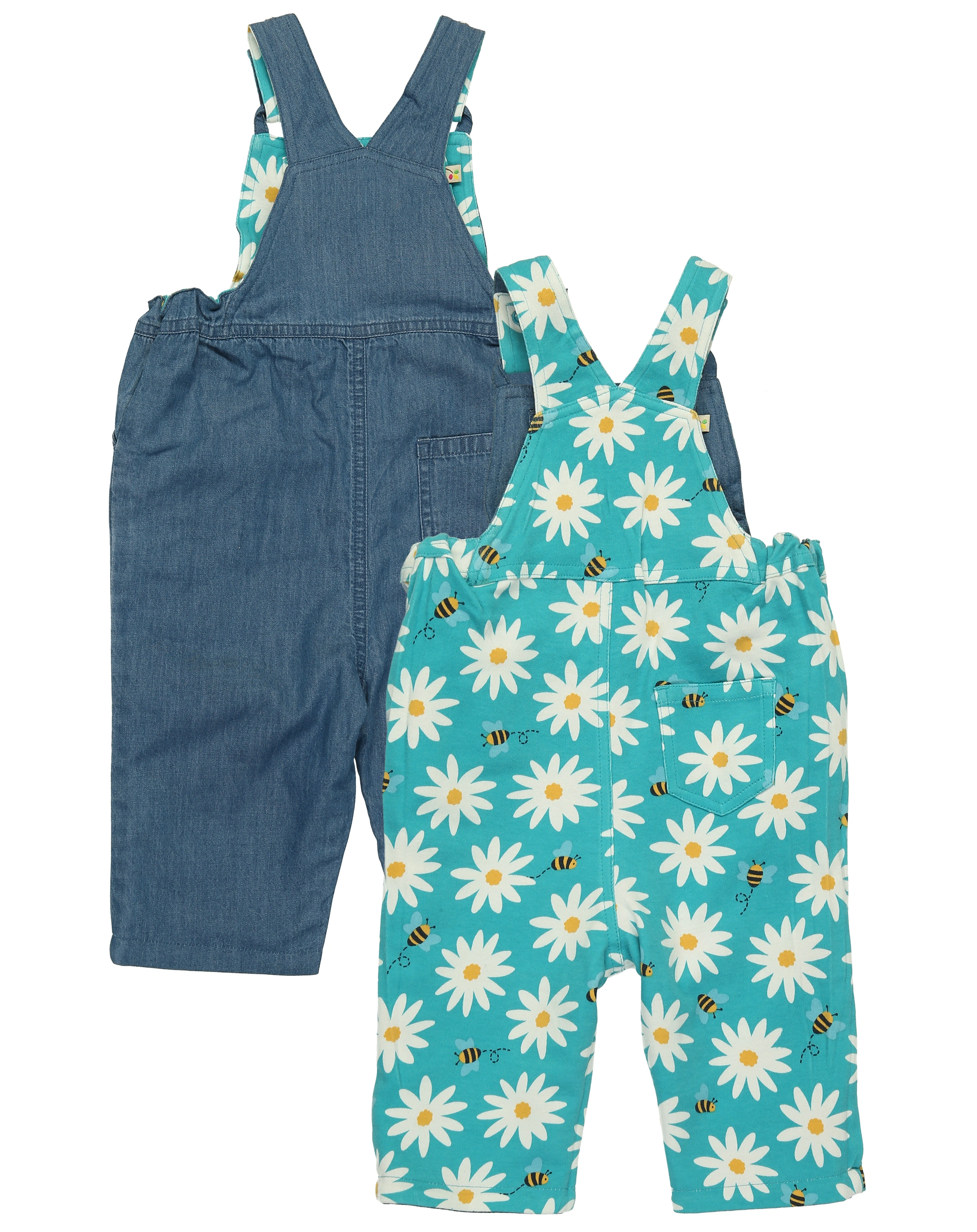 Jeans-Latzhose SONNY zum Wenden in blau/bunt