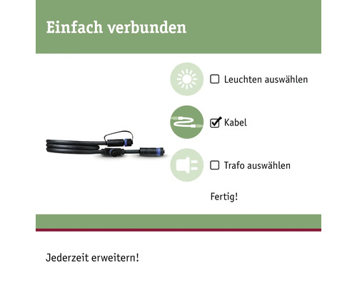 Paulmann Plug & Shine aansluitkabel IP68 1in-2out 1,0 m zwart 24V