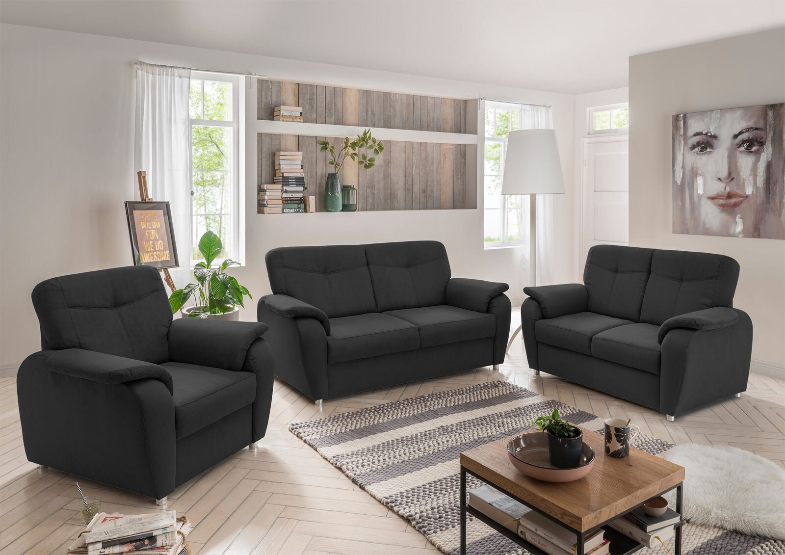 Sessel Edina B/H/T ca. 107/91/94 cm Mango Schwarz
